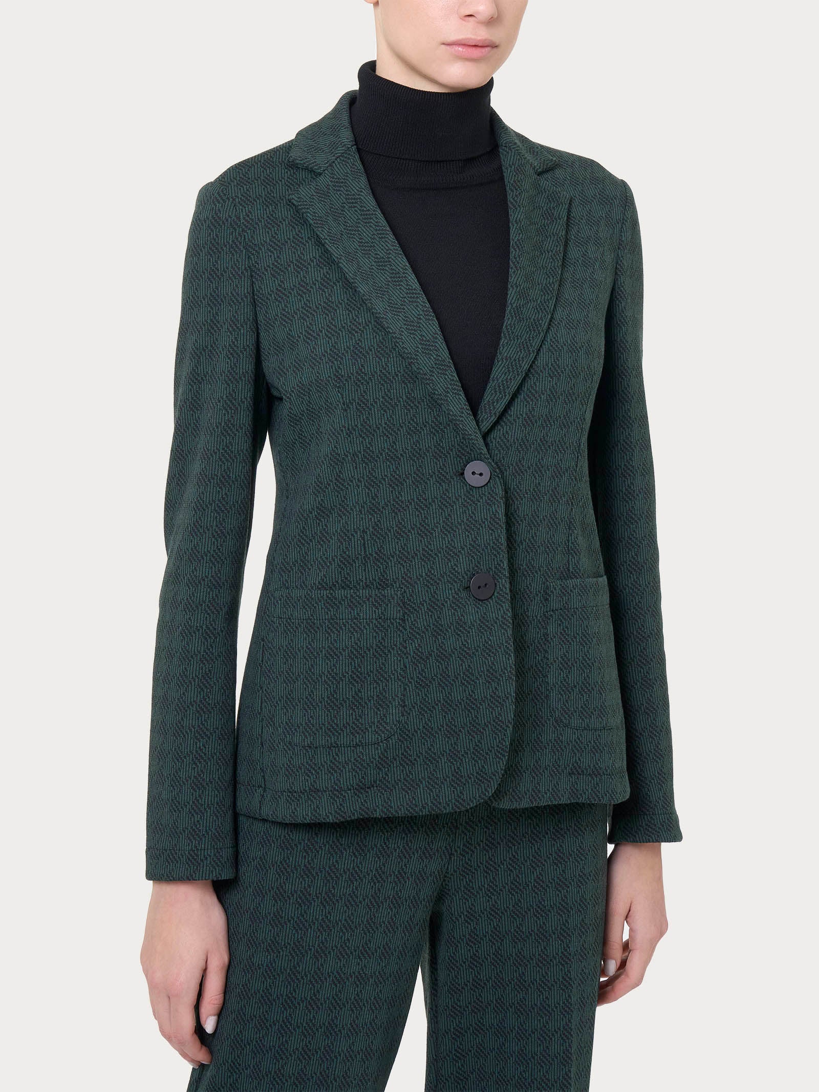 Blazer due bottoni in tessuto Eco Jacquard -  - Ragno