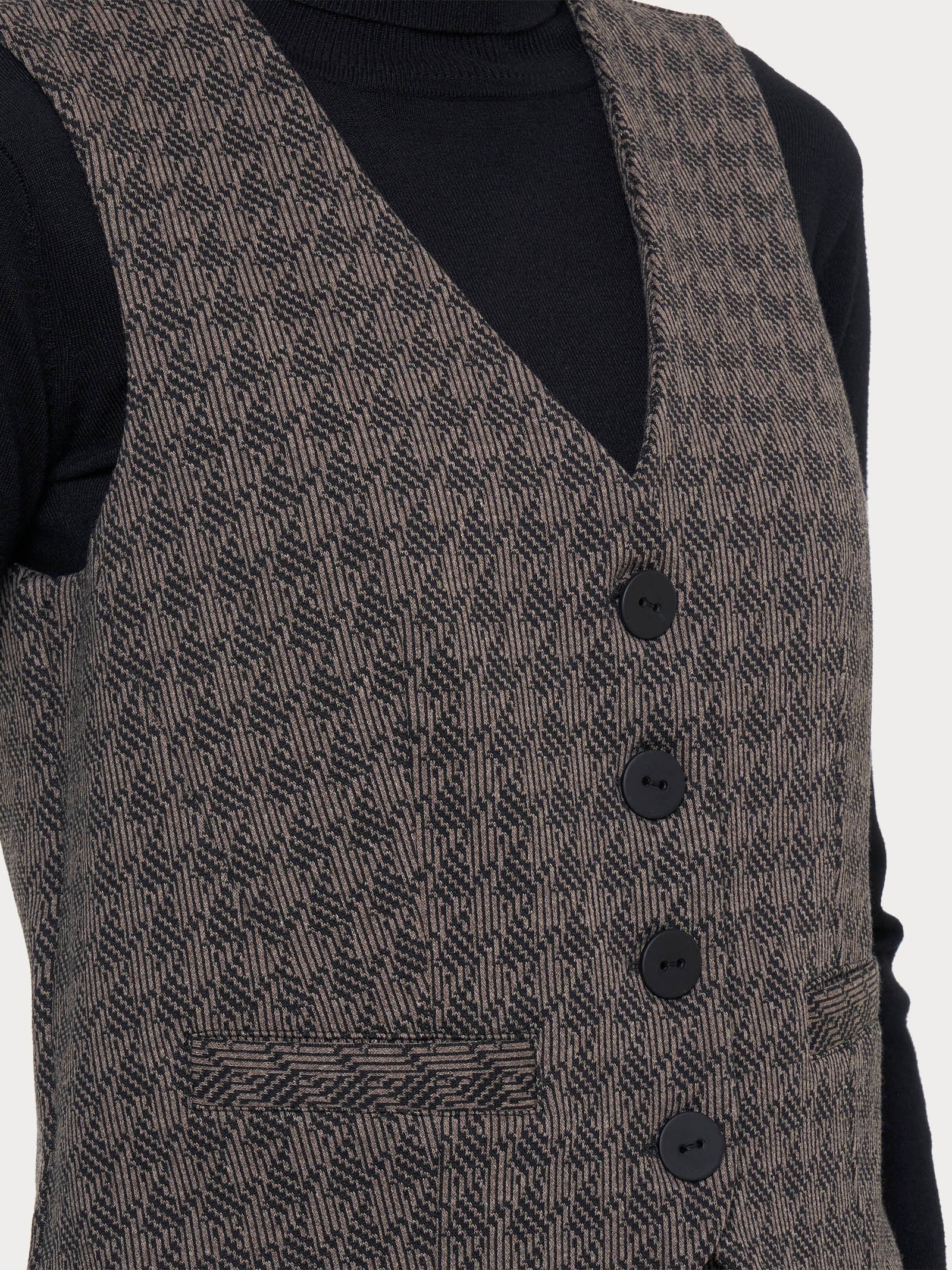 Gilet con quattro bottoni in tessuto Eco Jacquard -  - Ragno