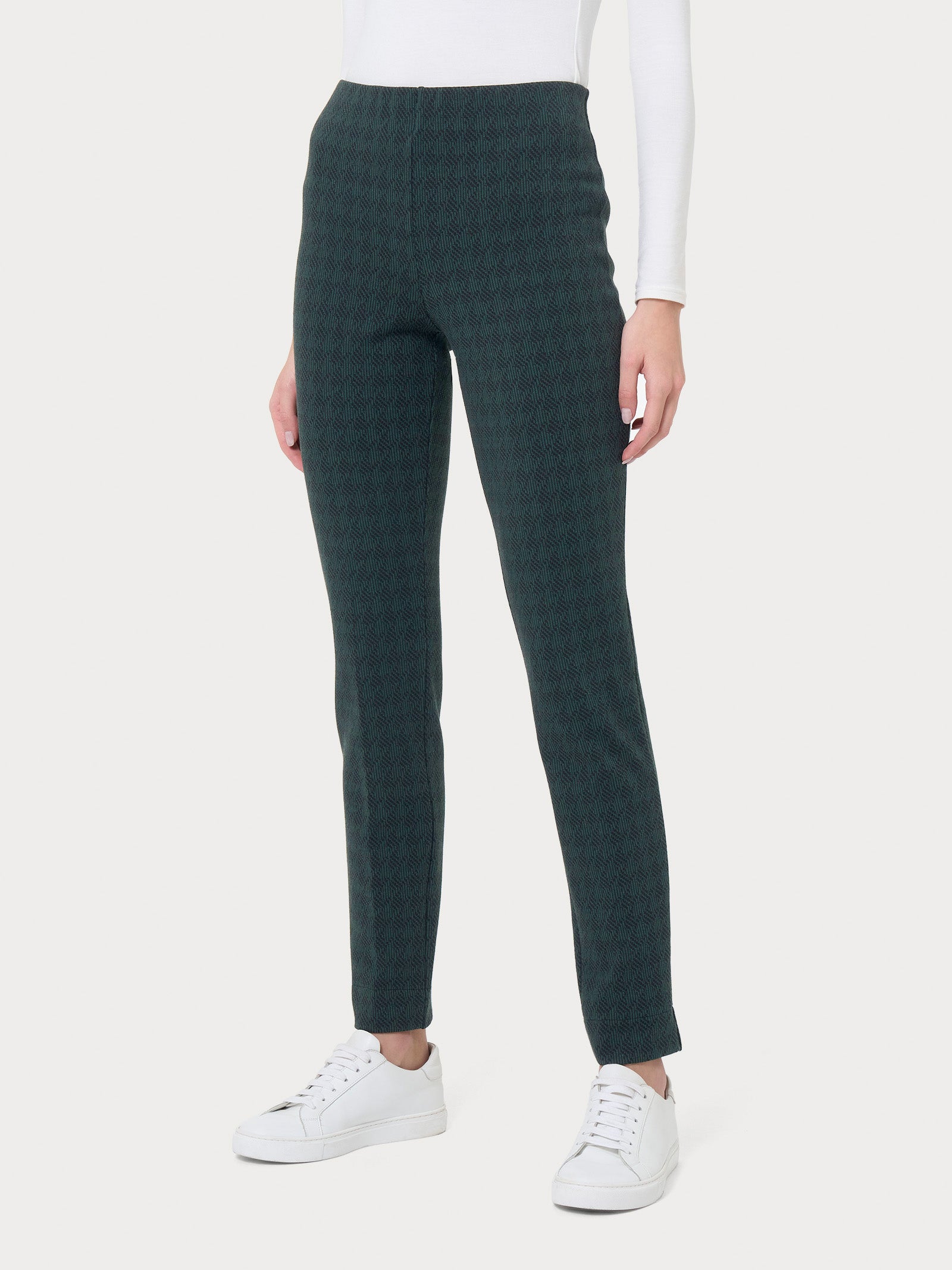 Pantalone a sigaretta con pied de poule in Eco Jacquard -  - Ragno