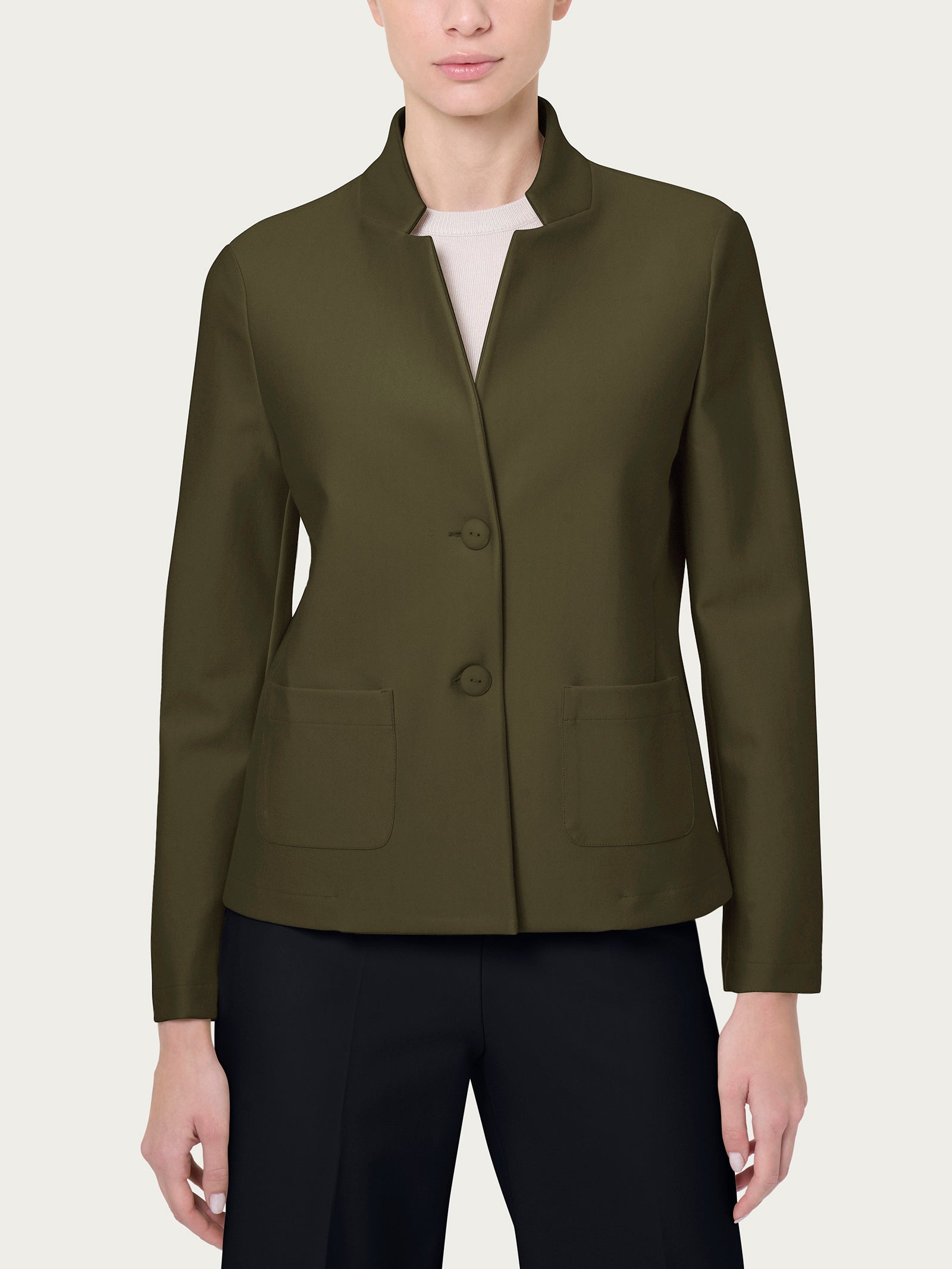 Blazer corto in Compact Verdi Donna - Ragno
