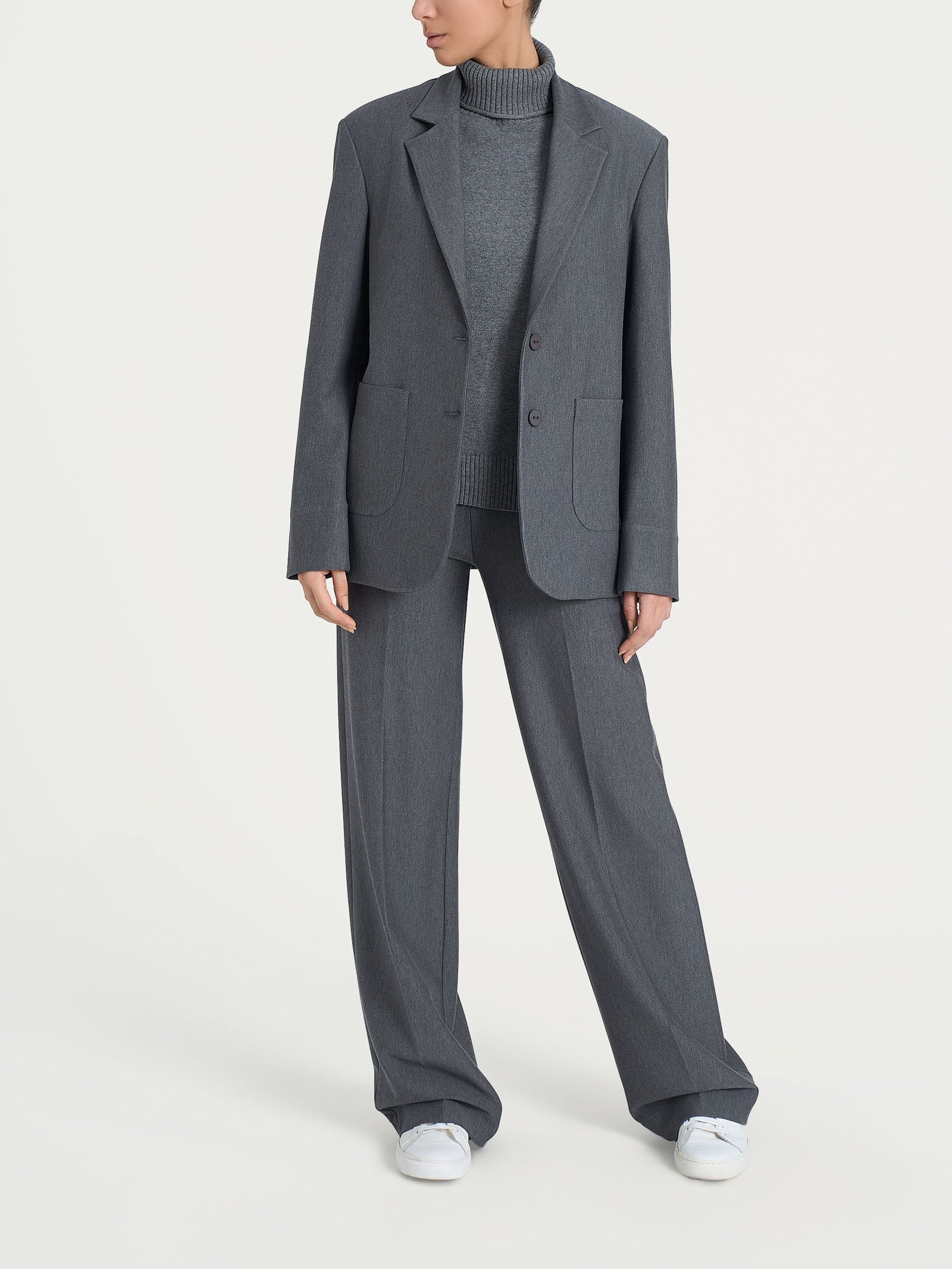 Blazer over con due bottoni in Compact Neri Donna - Ragno