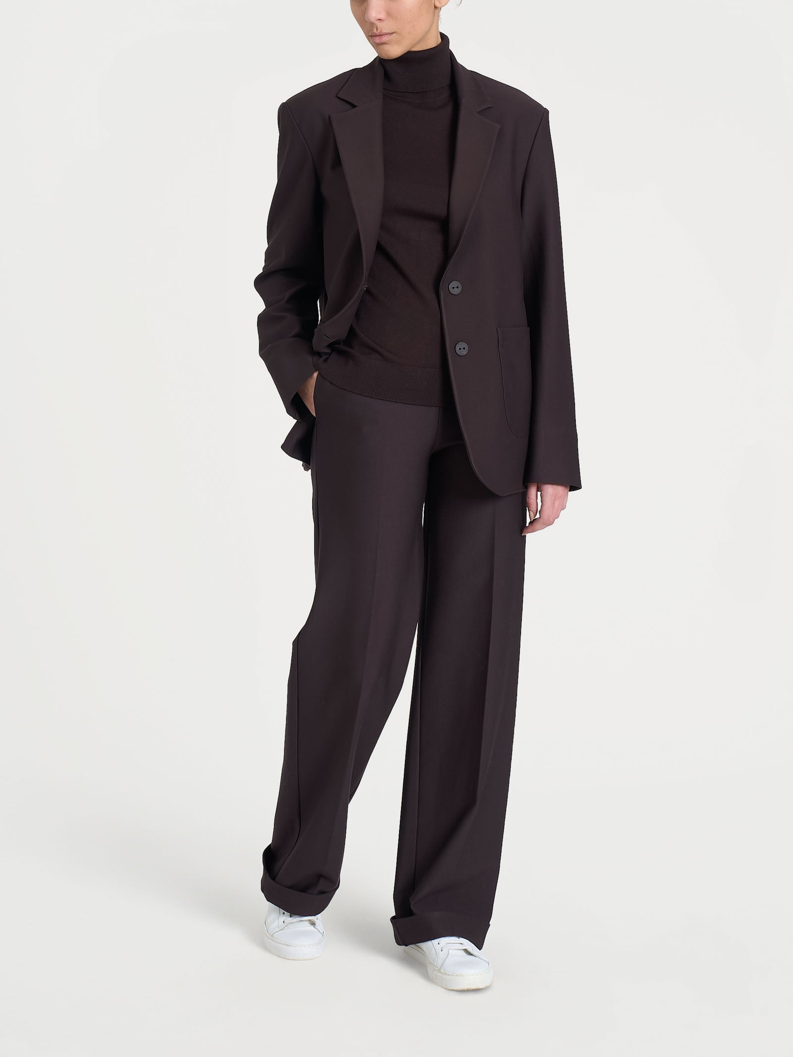 Blazer over con due bottoni in Compact Marroni Donna - Ragno