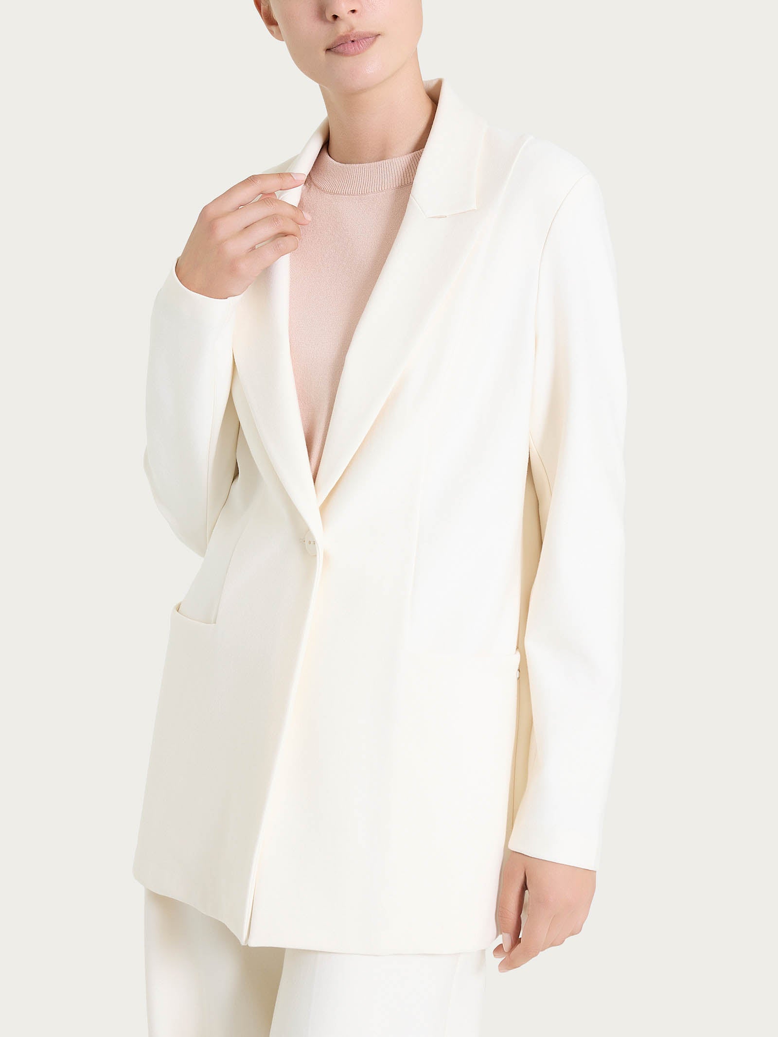 Blazer over destrutturato in tessuto compact Bianchi Donna - Ragno