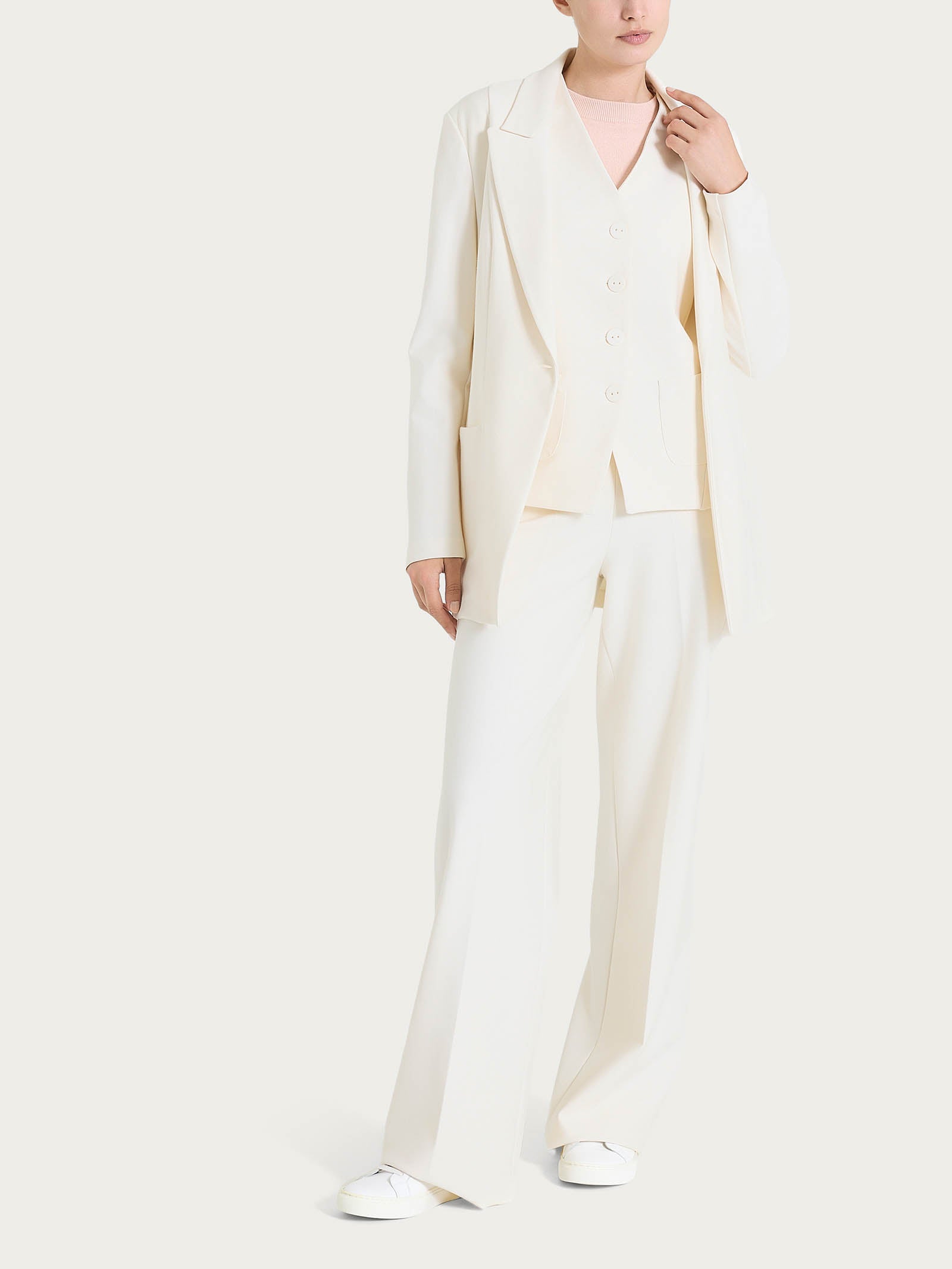 Blazer over destrutturato in tessuto compact Bianchi Donna - Ragno