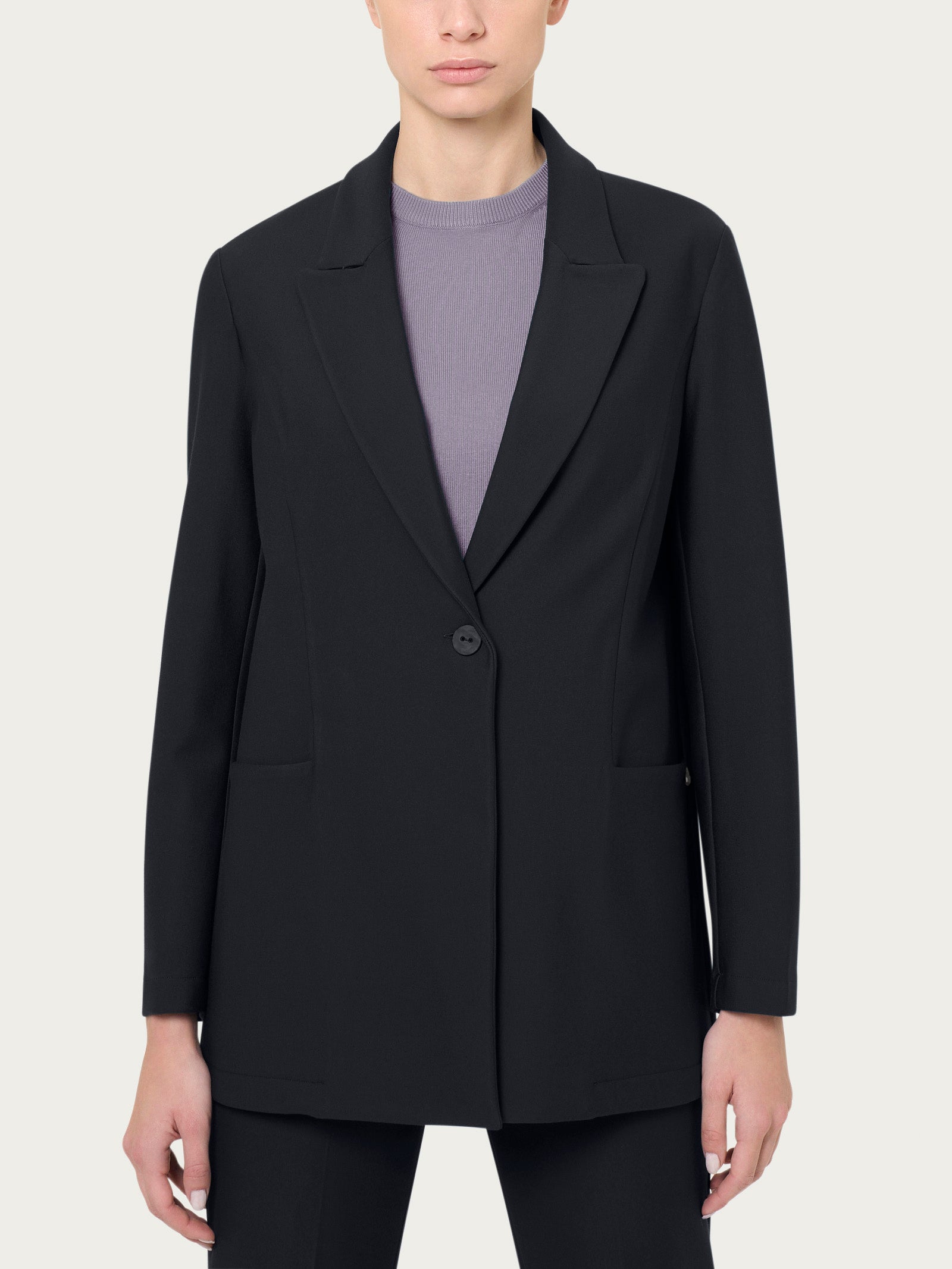 Blazer over con rever a lancia in Compact Neri Donna - Ragno