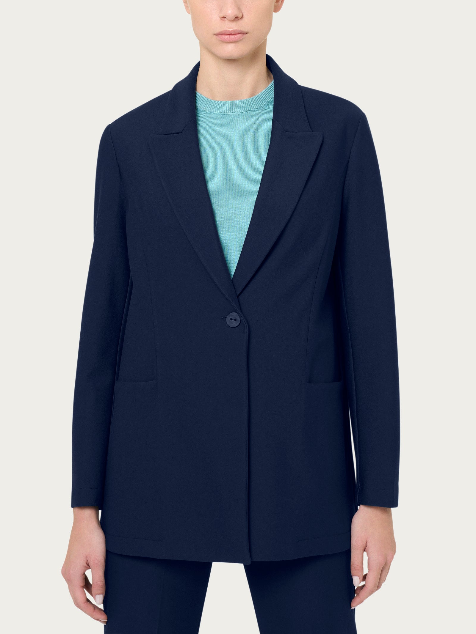 Blazer over con rever a lancia in Compact Blu Donna - Ragno