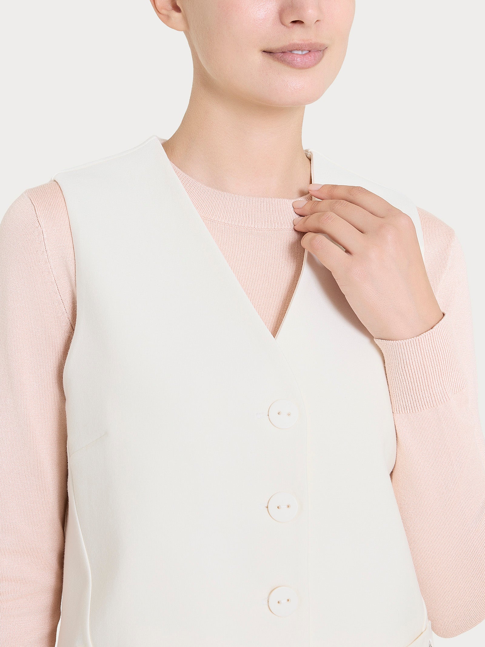 Gilet con quattro bottoni in Compact Bianchi Donna - Ragno