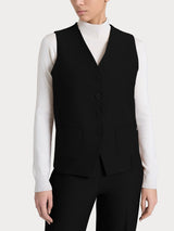 Gilet con quattro bottoni in Compact Neri Donna - Ragno