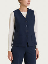 Gilet con quattro bottoni in Compact Blu Donna - Ragno