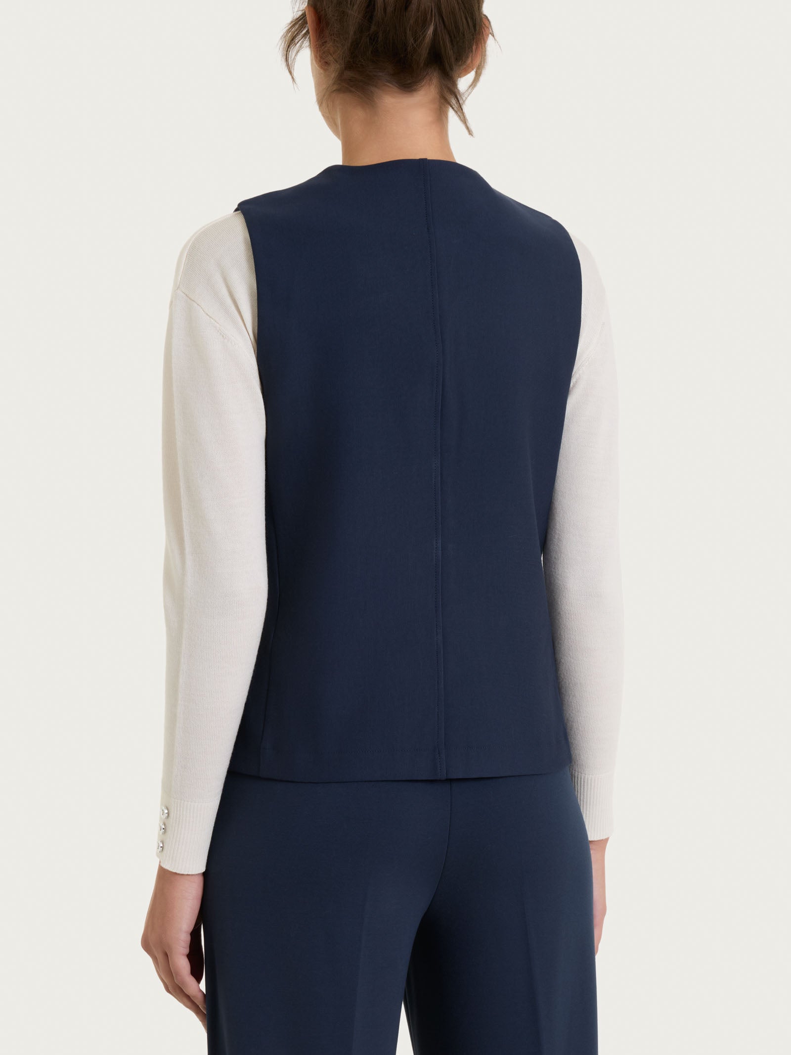 Gilet con quattro bottoni in Compact Blu Donna - Ragno