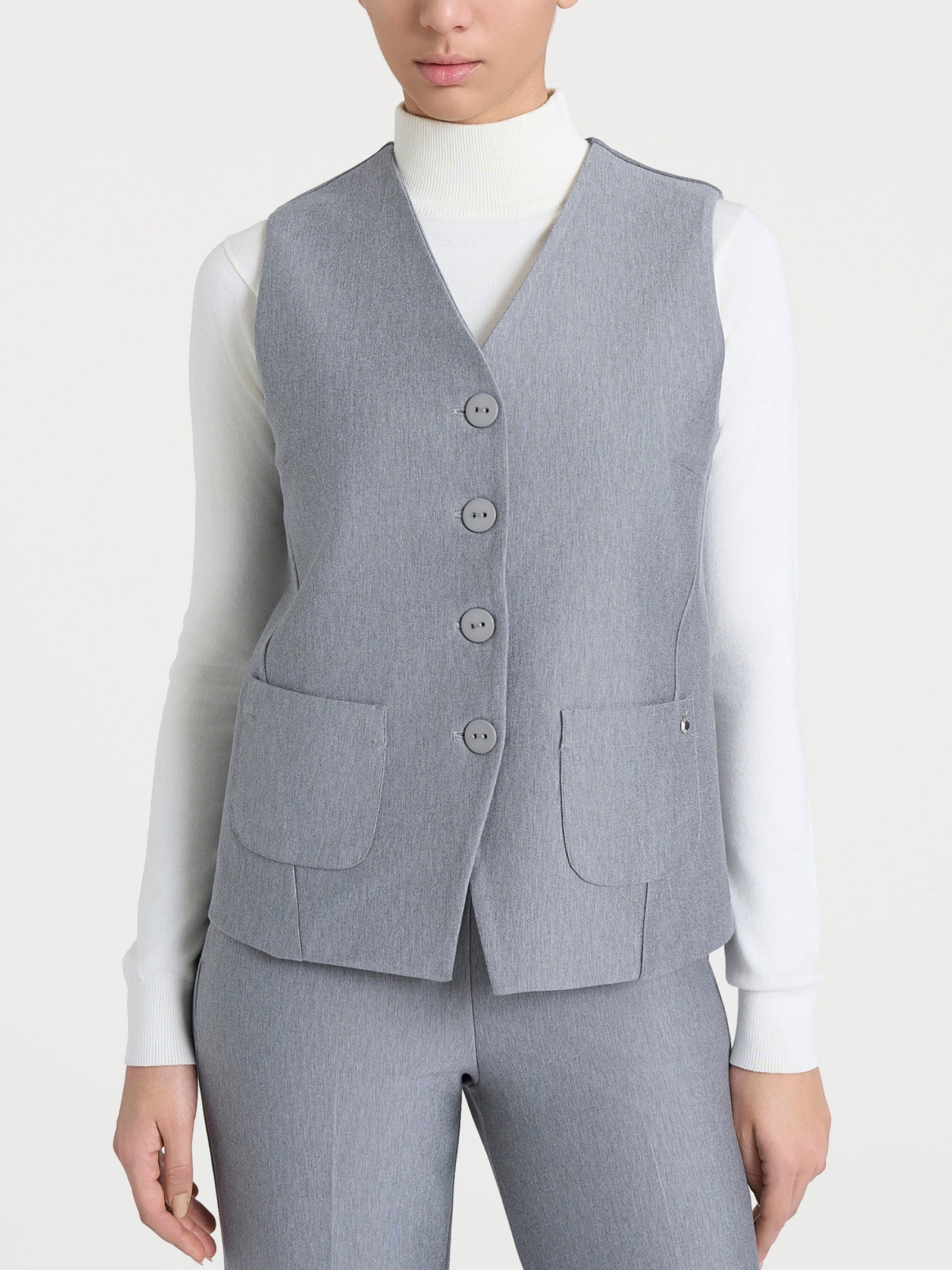 Gilet con quattro bottoni in Compact Neri Donna - Ragno
