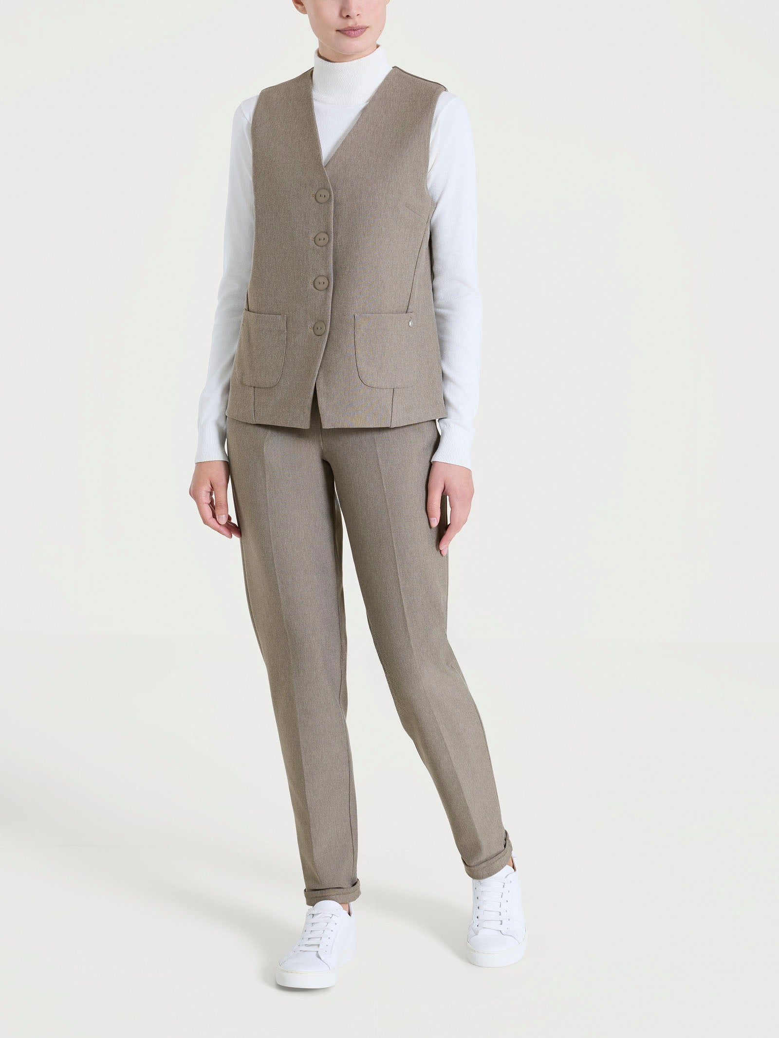 Gilet con quattro bottoni in Compact Grigi Donna - Ragno