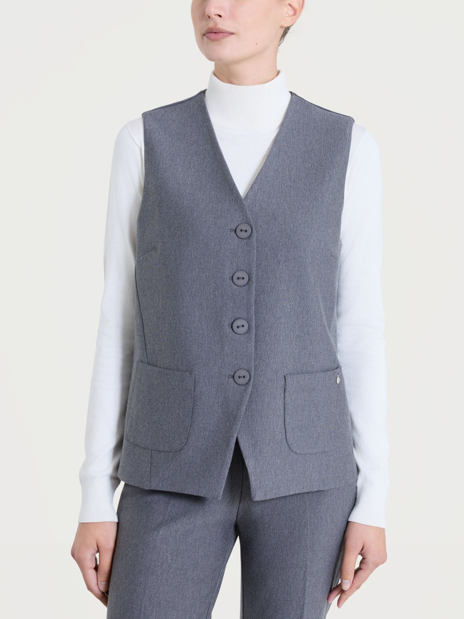 Gilet con quattro bottoni in Compact Neri Donna - Ragno