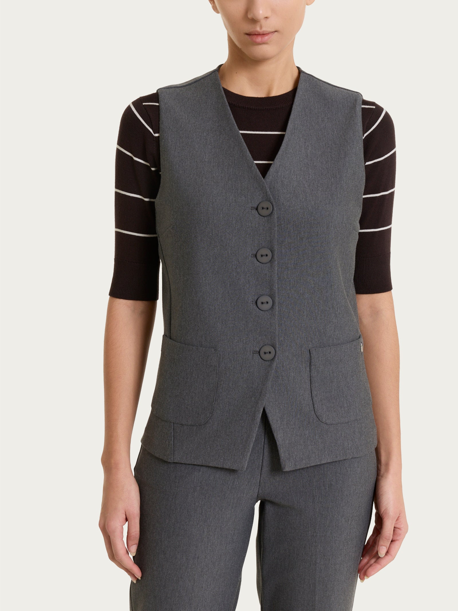 Gilet con quattro bottoni in Compact Neri Donna - Ragno