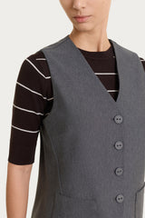 Gilet con quattro bottoni in Compact Neri Donna - Ragno