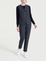 Gilet con quattro bottoni in Compact Neri Donna - Ragno