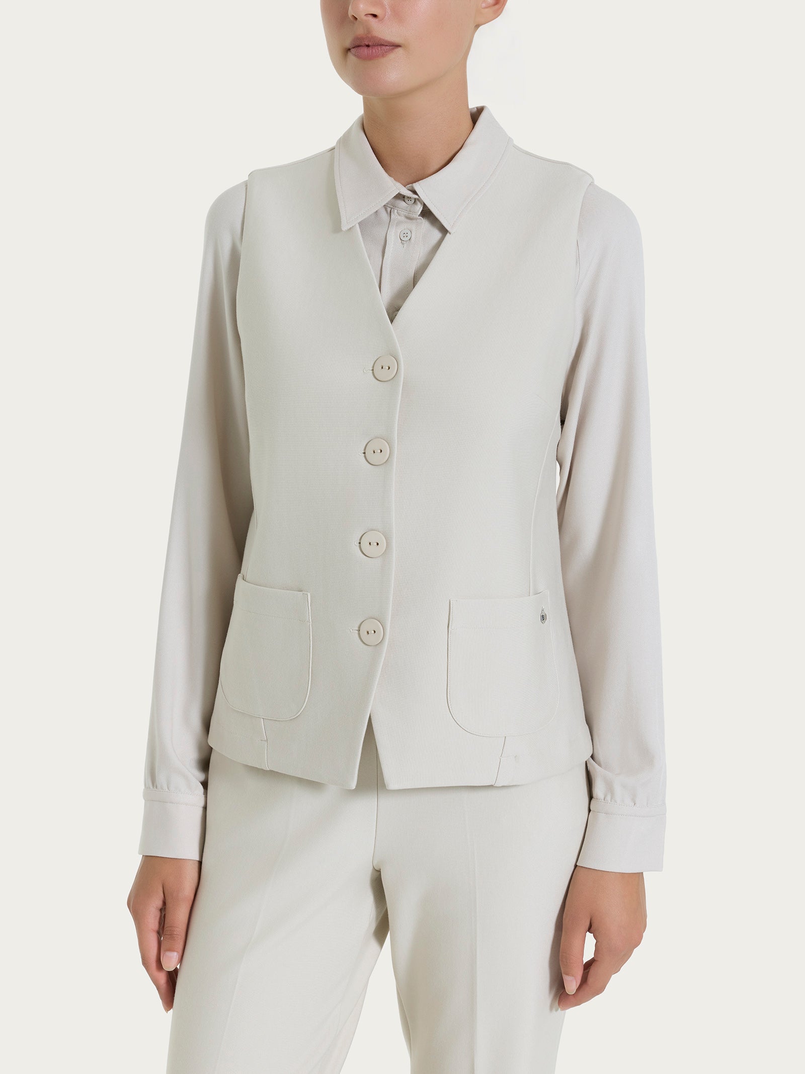 Gilet con quattro bottoni in Compact Bianchi Donna - Ragno