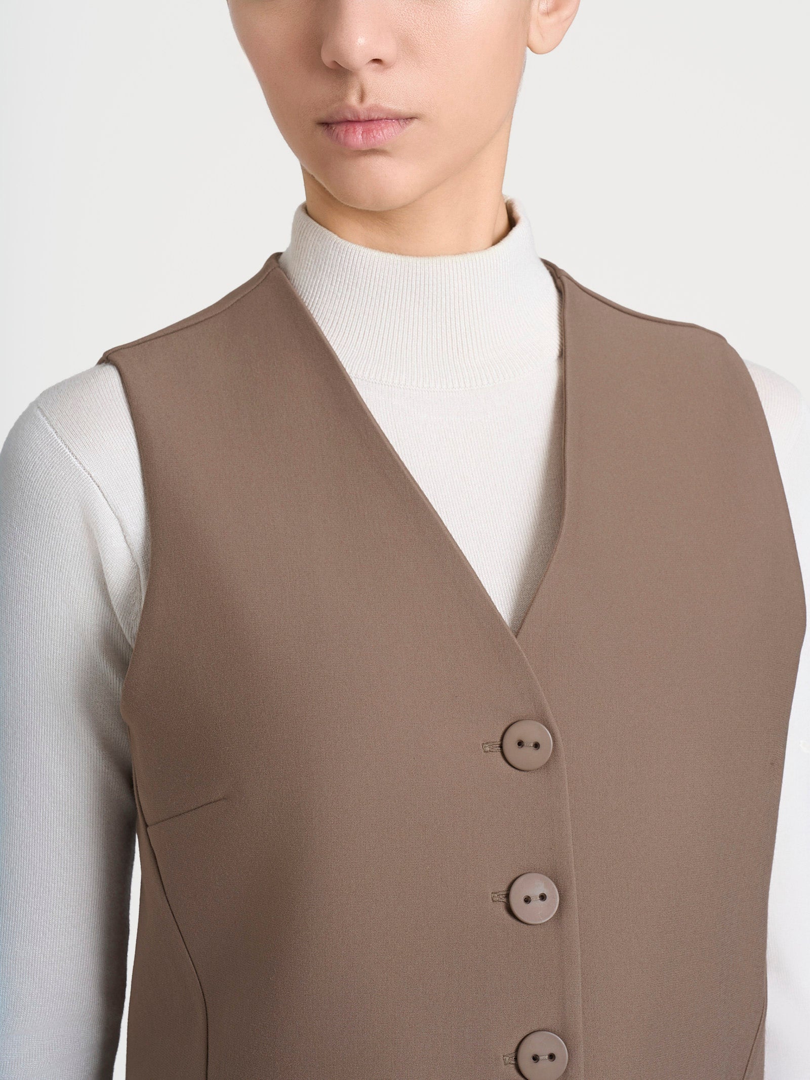 Gilet con quattro bottoni in Compact Marroni Donna - Ragno