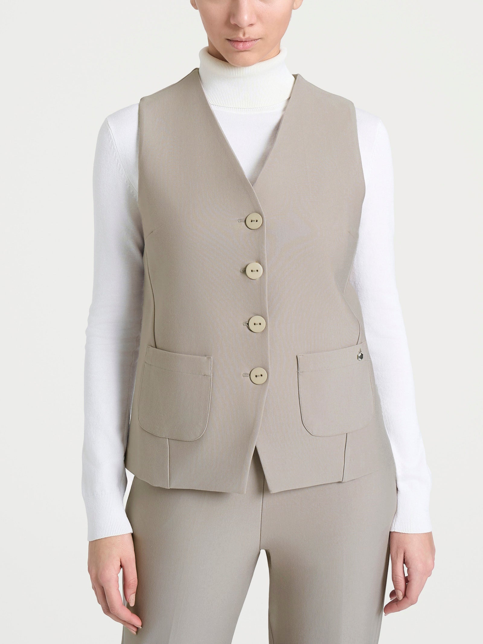 Gilet con quattro bottoni in Compact Grigi Donna - Ragno