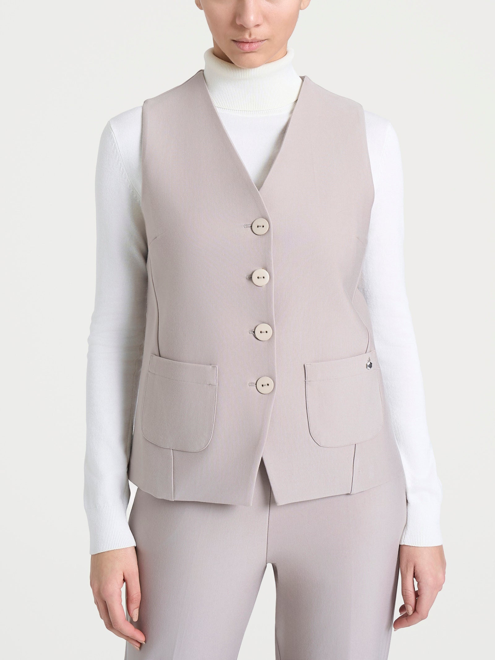Gilet con quattro bottoni in Compact Grigi Donna - Ragno