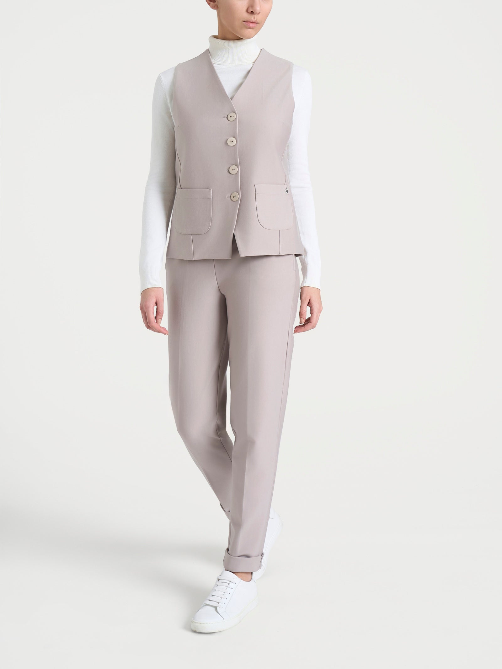 Gilet con quattro bottoni in Compact Grigi Donna - Ragno
