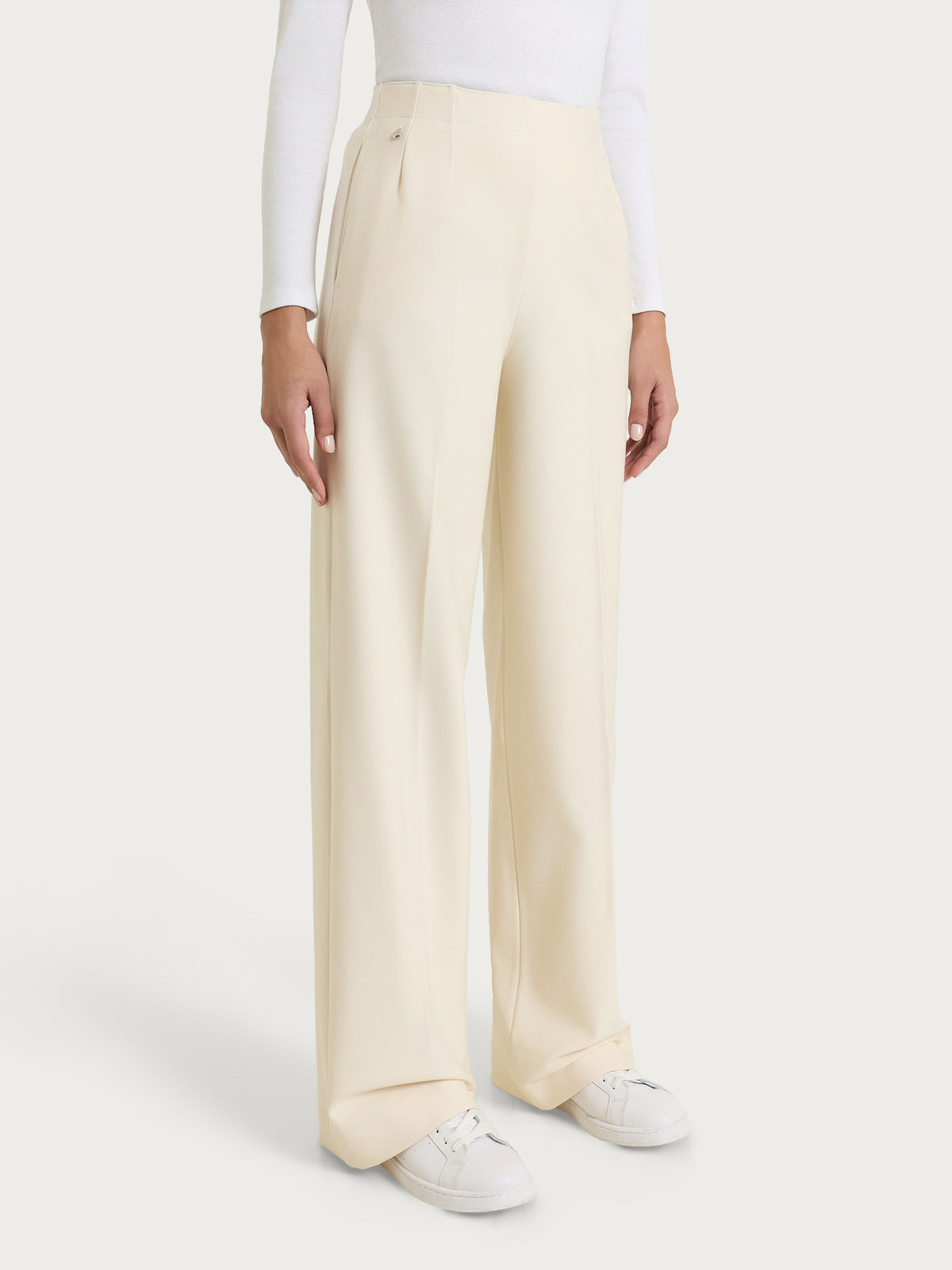 Pantalone ampio con tasche in Compact Bianchi Donna - Ragno