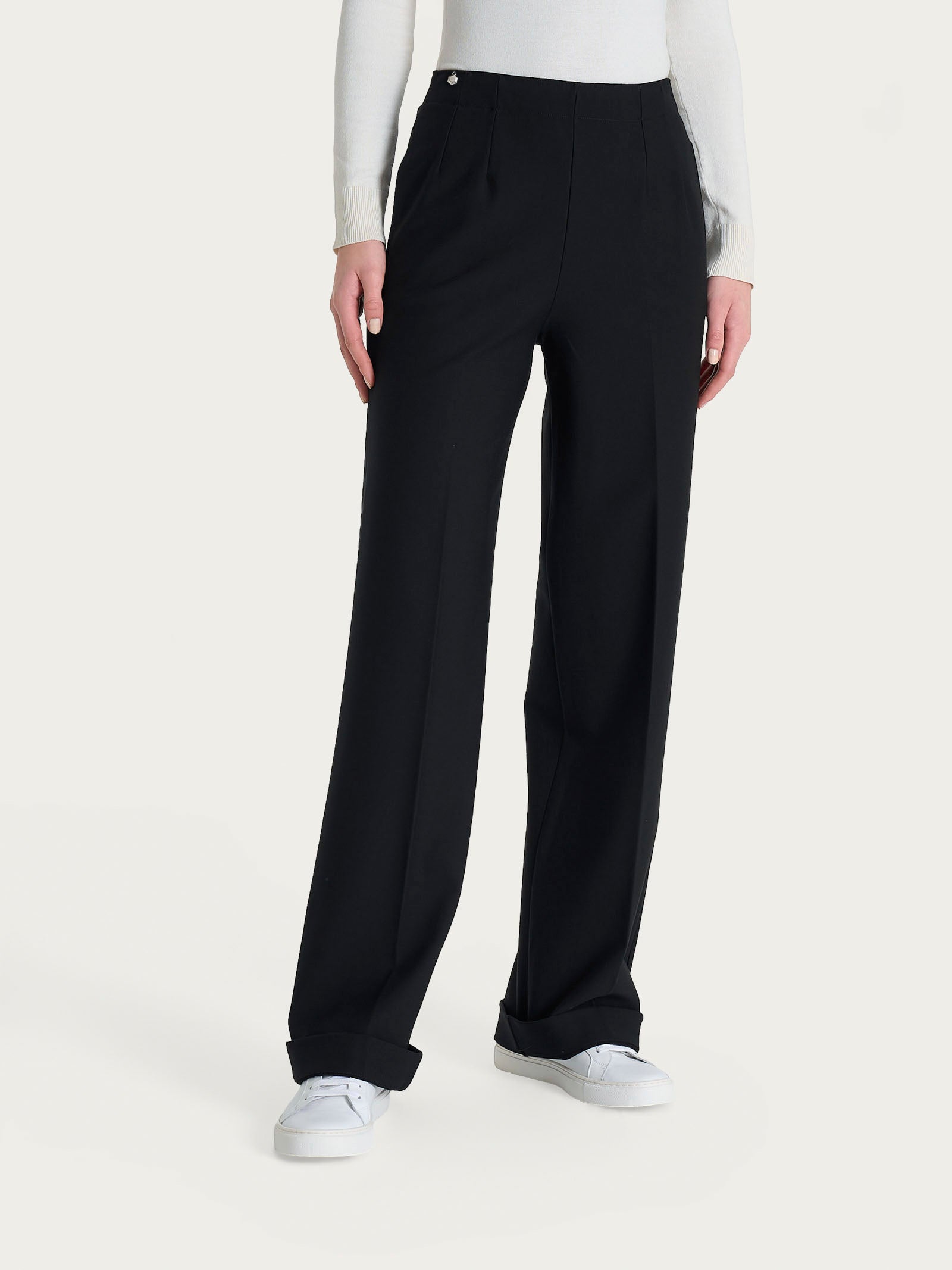 Pantalone ampio con tasche in Compact Neri Donna - Ragno