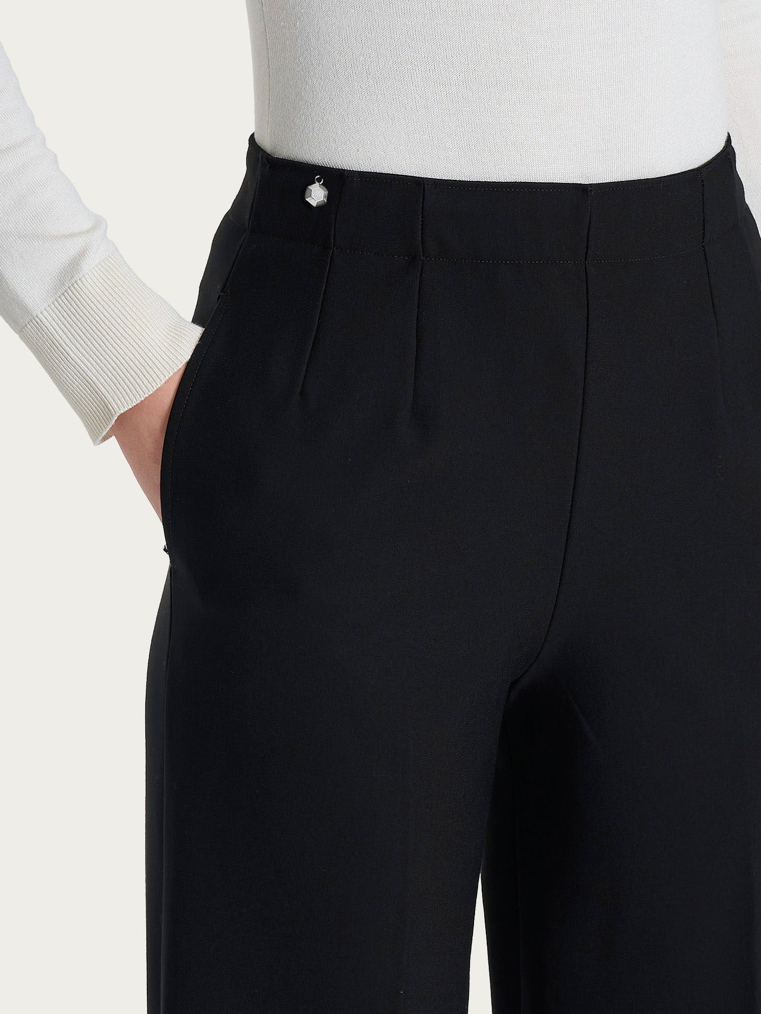 Pantalone ampio con tasche in Compact Neri Donna - Ragno