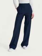 Pantalone ampio con tasche in Compact Blu Donna - Ragno