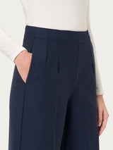 Pantalone ampio con tasche in Compact Blu Donna - Ragno