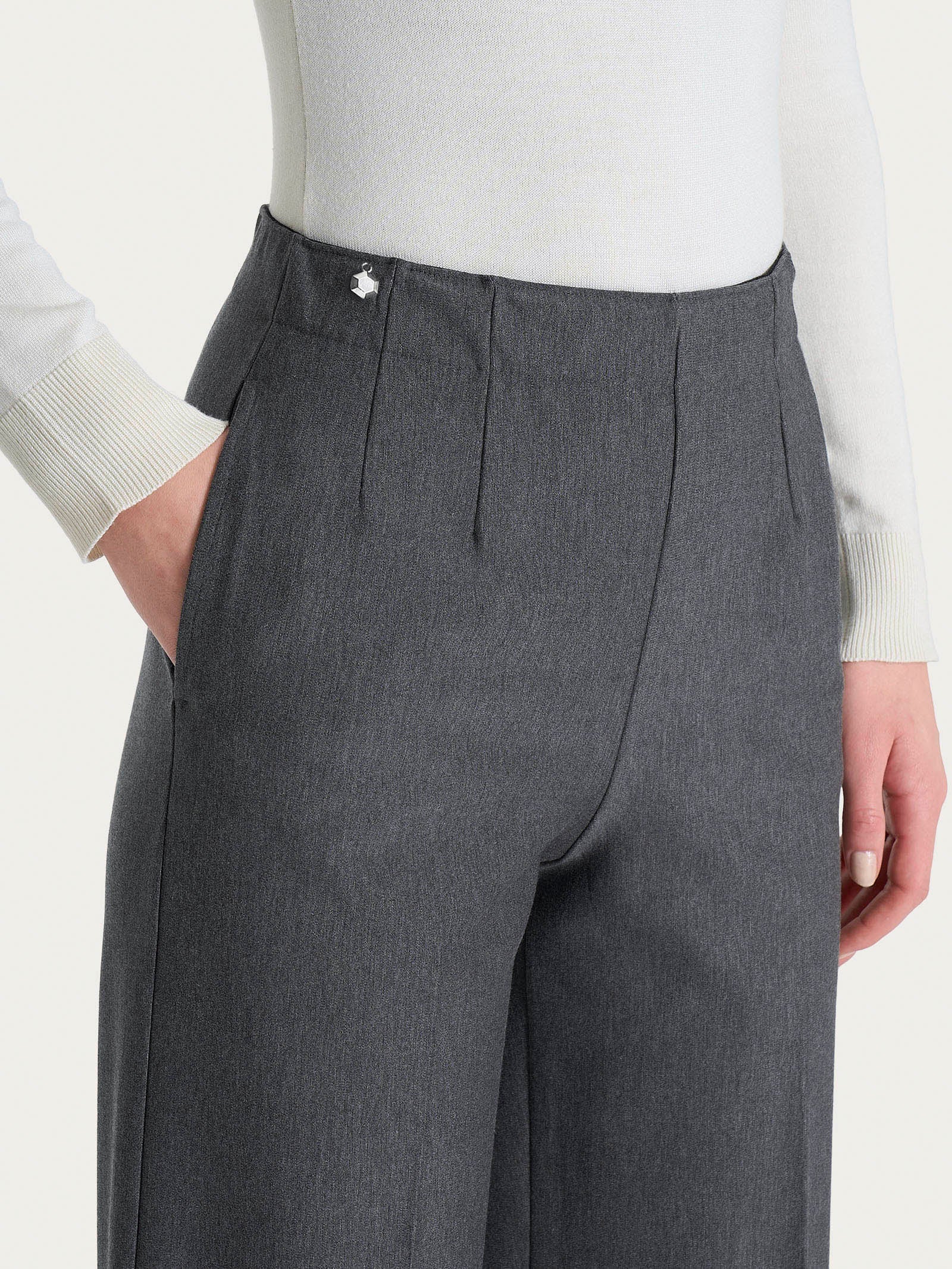 Pantalone ampio con tasche in Compact Neri Donna - Ragno