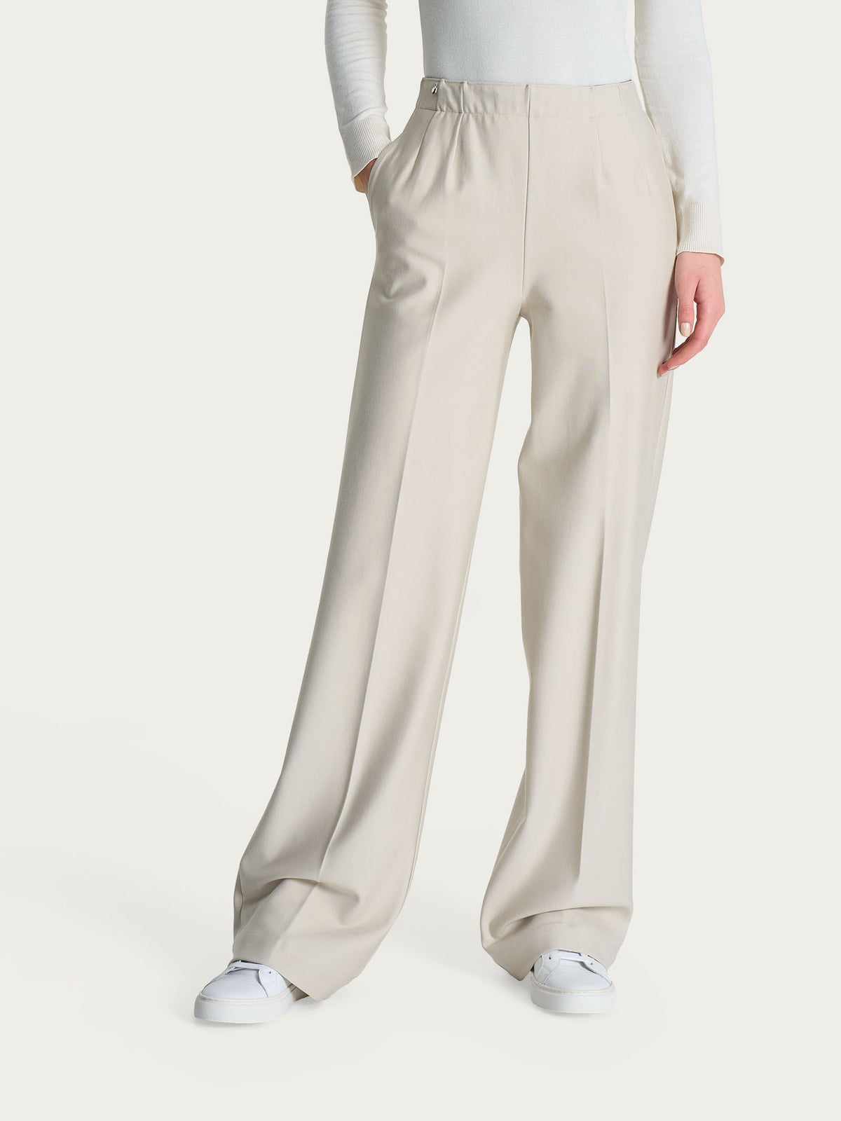Pantalone ampio con tasche in Compact Bianchi Donna - Ragno