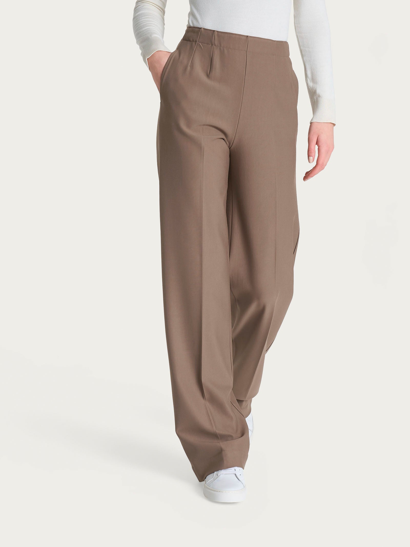 Pantalone ampio con tasche in Compact Marroni Donna - Ragno