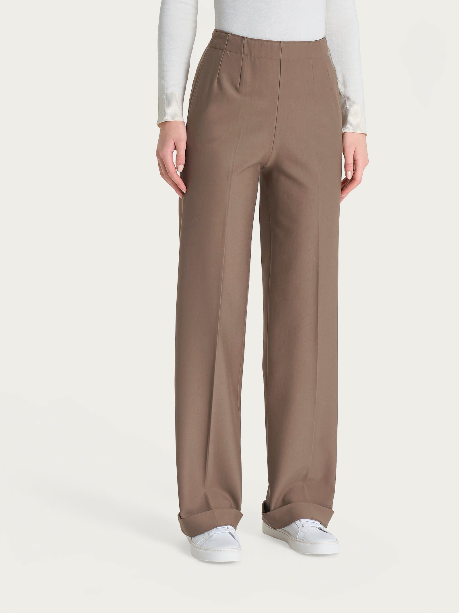 Pantalone ampio con tasche in Compact Marroni Donna - Ragno