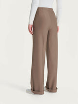 Pantalone ampio con tasche in Compact Marroni Donna - Ragno