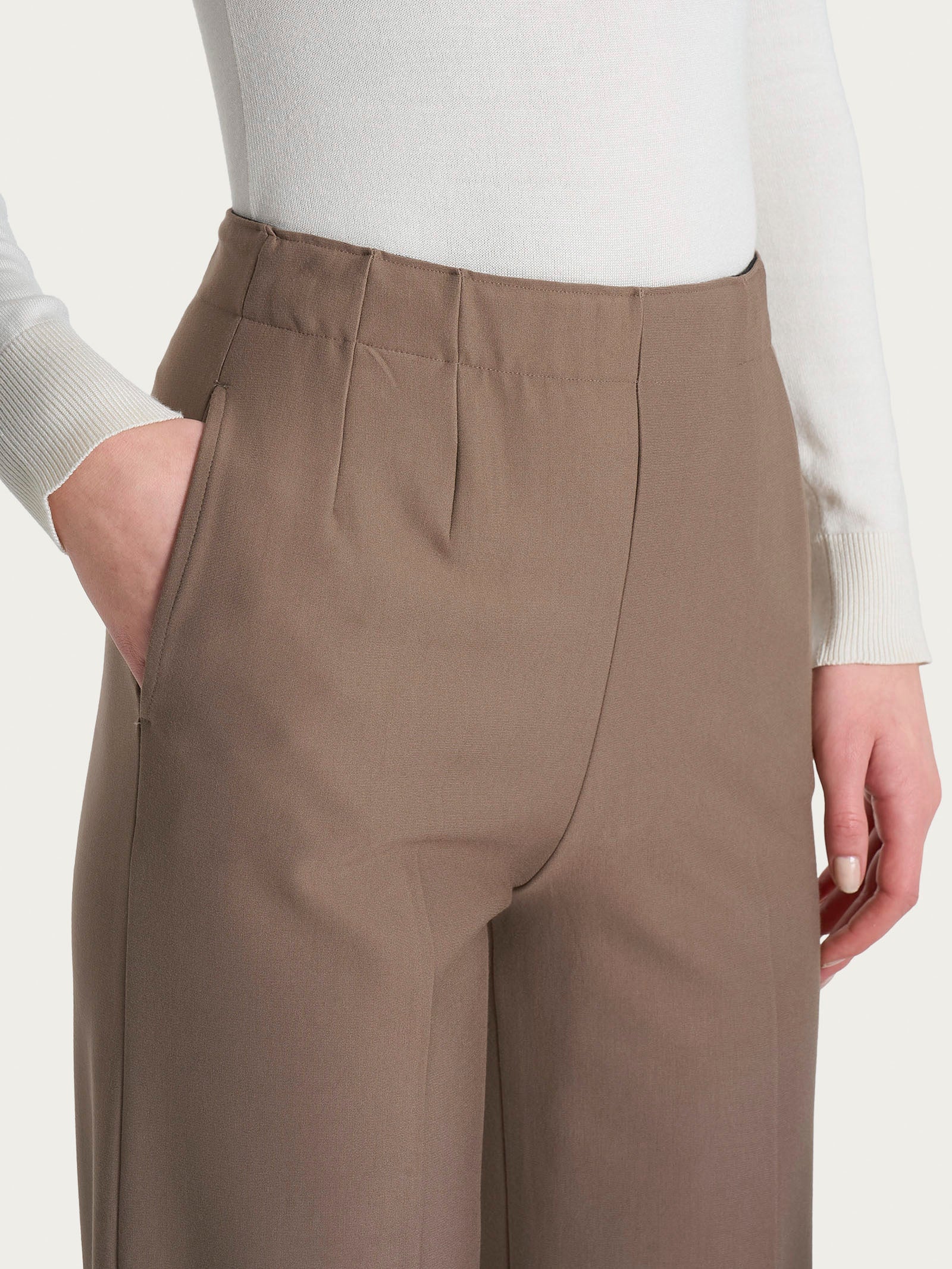 Pantalone ampio con tasche in Compact Marroni Donna - Ragno