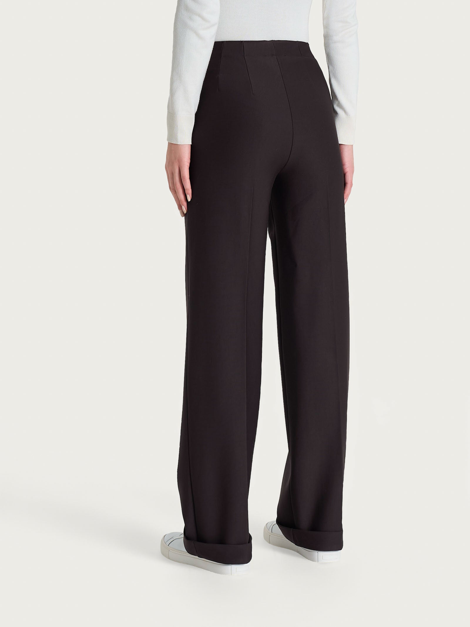 Pantalone ampio con tasche in Compact Marroni Donna - Ragno