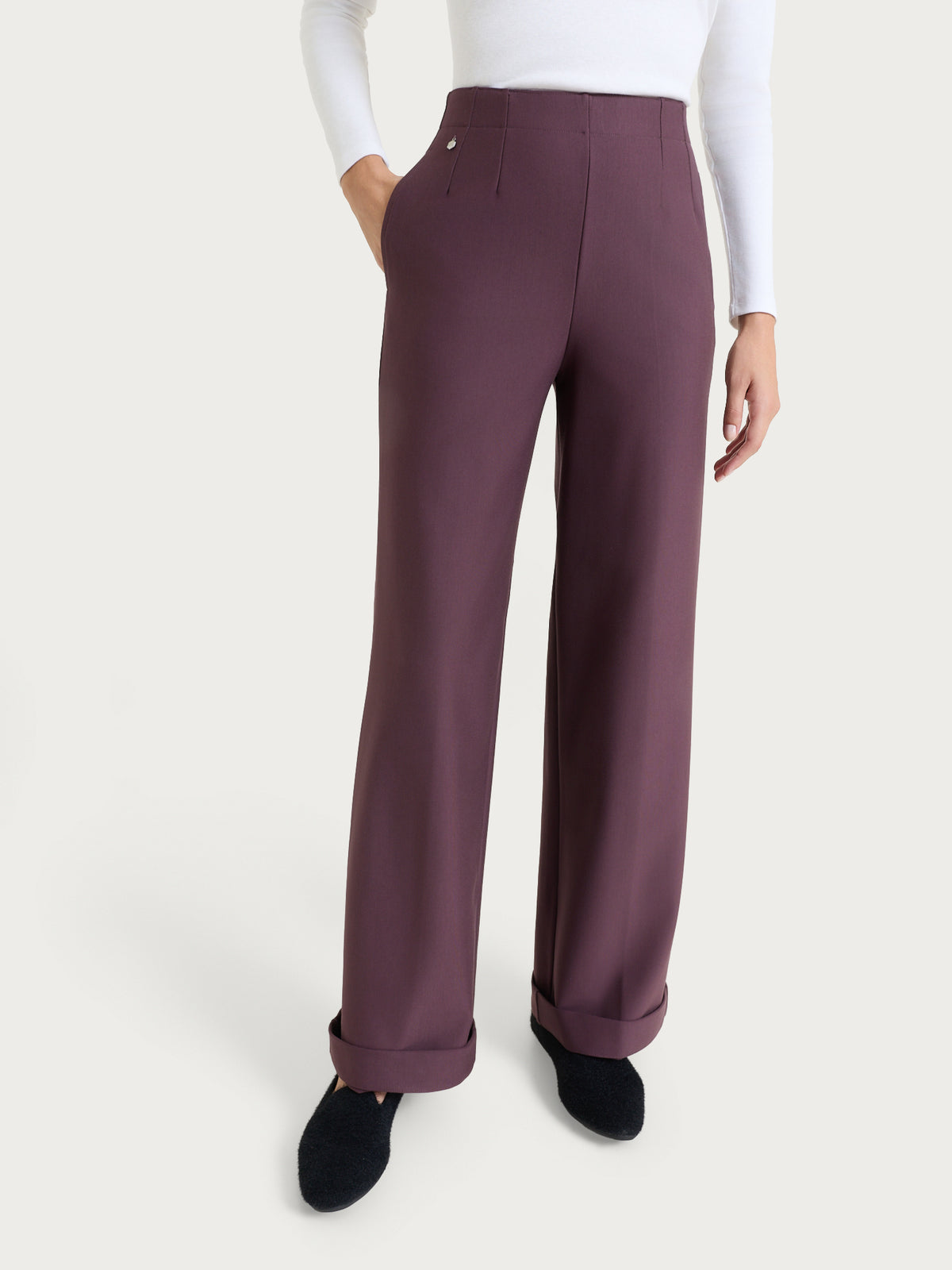 Weite Hose mit Taschen in „Compact Viola“ für Damen – Ragno