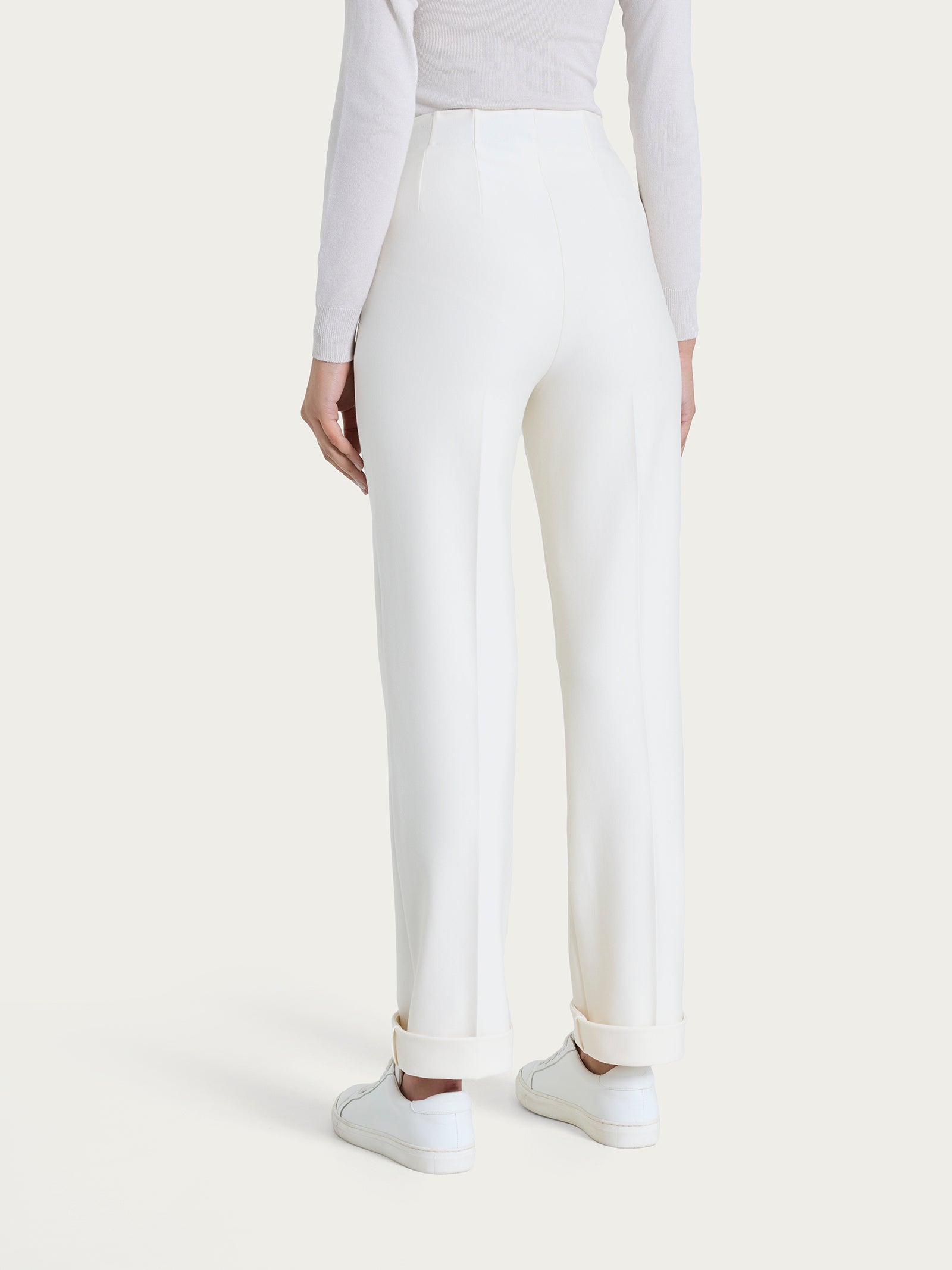 Pantalone dritto con tasche in tessuto Compact Bianchi Donna - Ragno