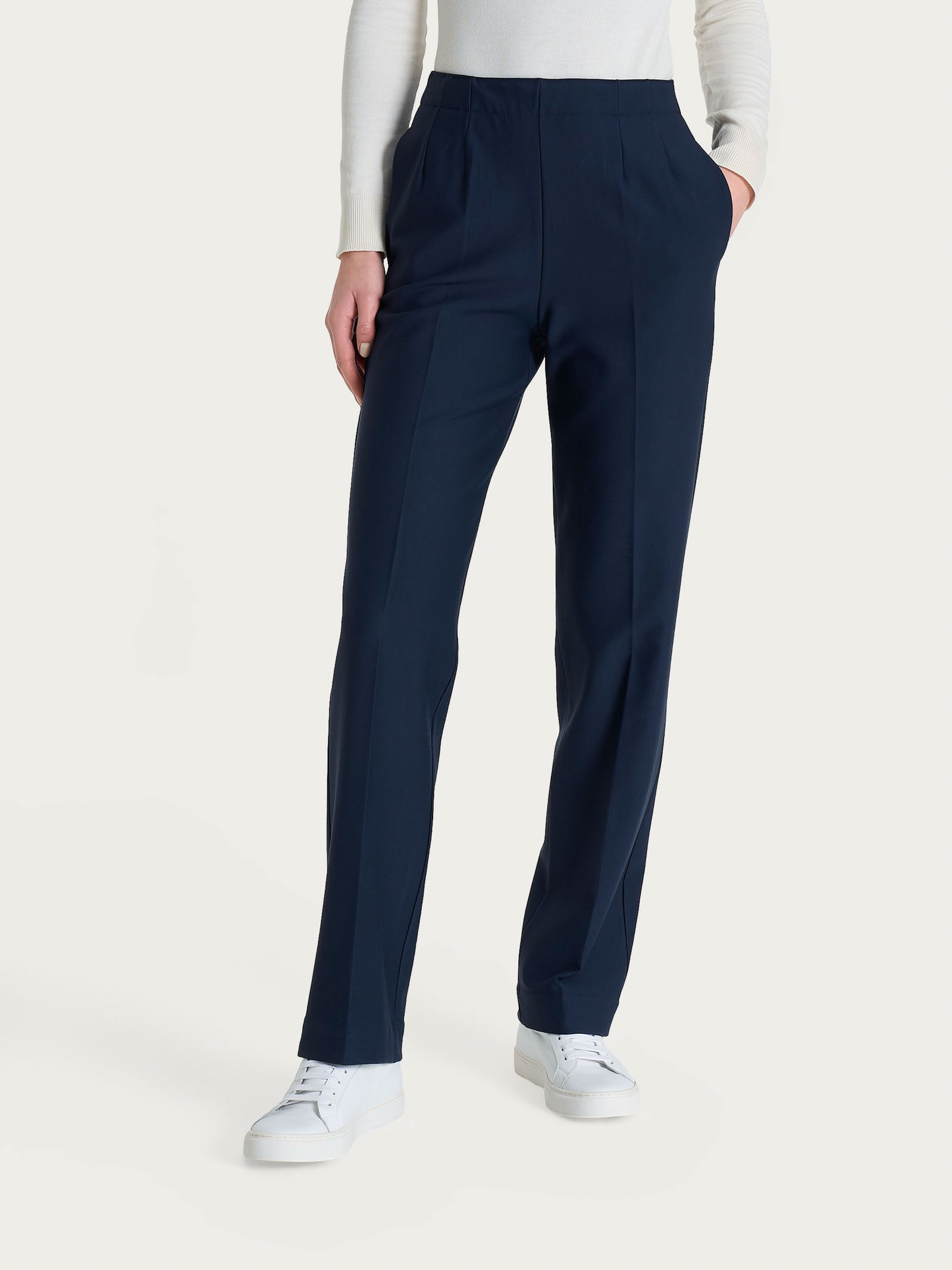Pantalone dritto con tasche in tessuto Compact Blu Donna - Ragno