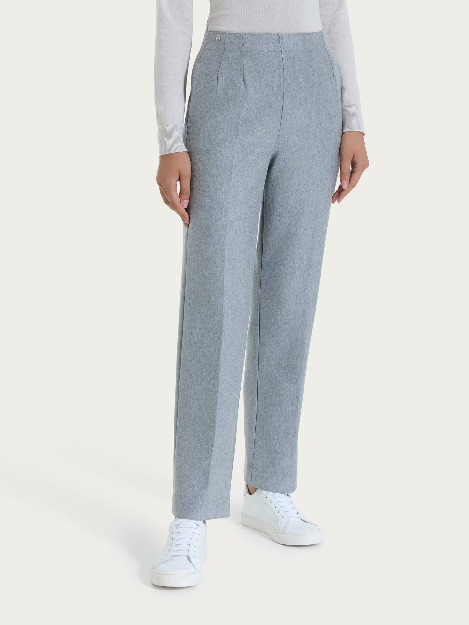 Pantalone dritto con tasche in tessuto Compact Neri Donna - Ragno