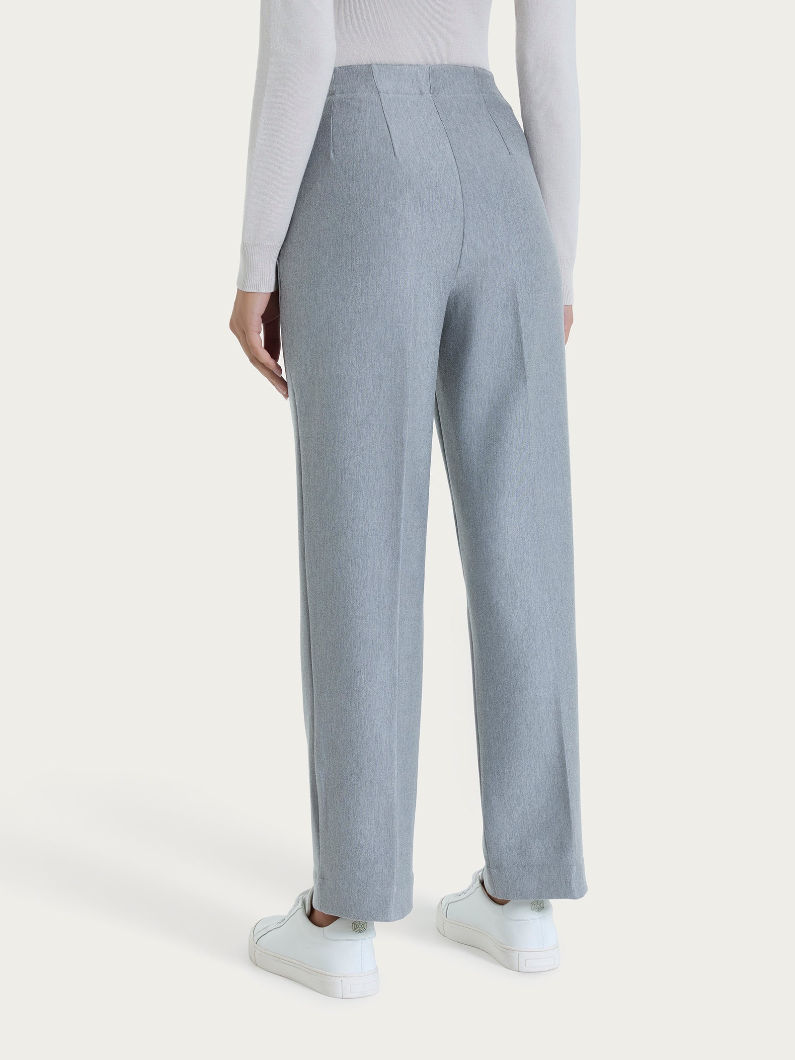 Pantalone dritto con tasche in tessuto Compact Neri Donna - Ragno