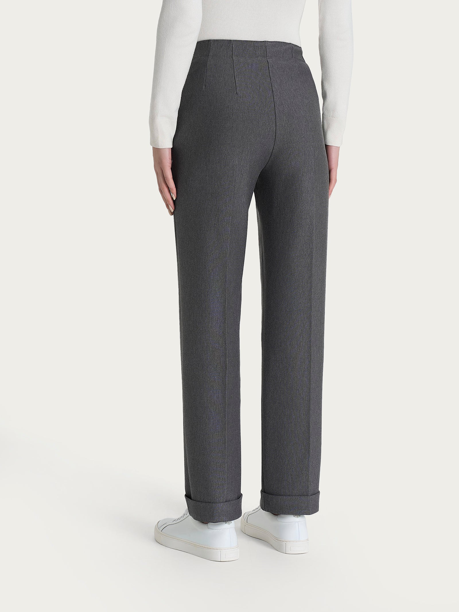 Pantalone dritto con tasche in tessuto Compact Neri Donna - Ragno
