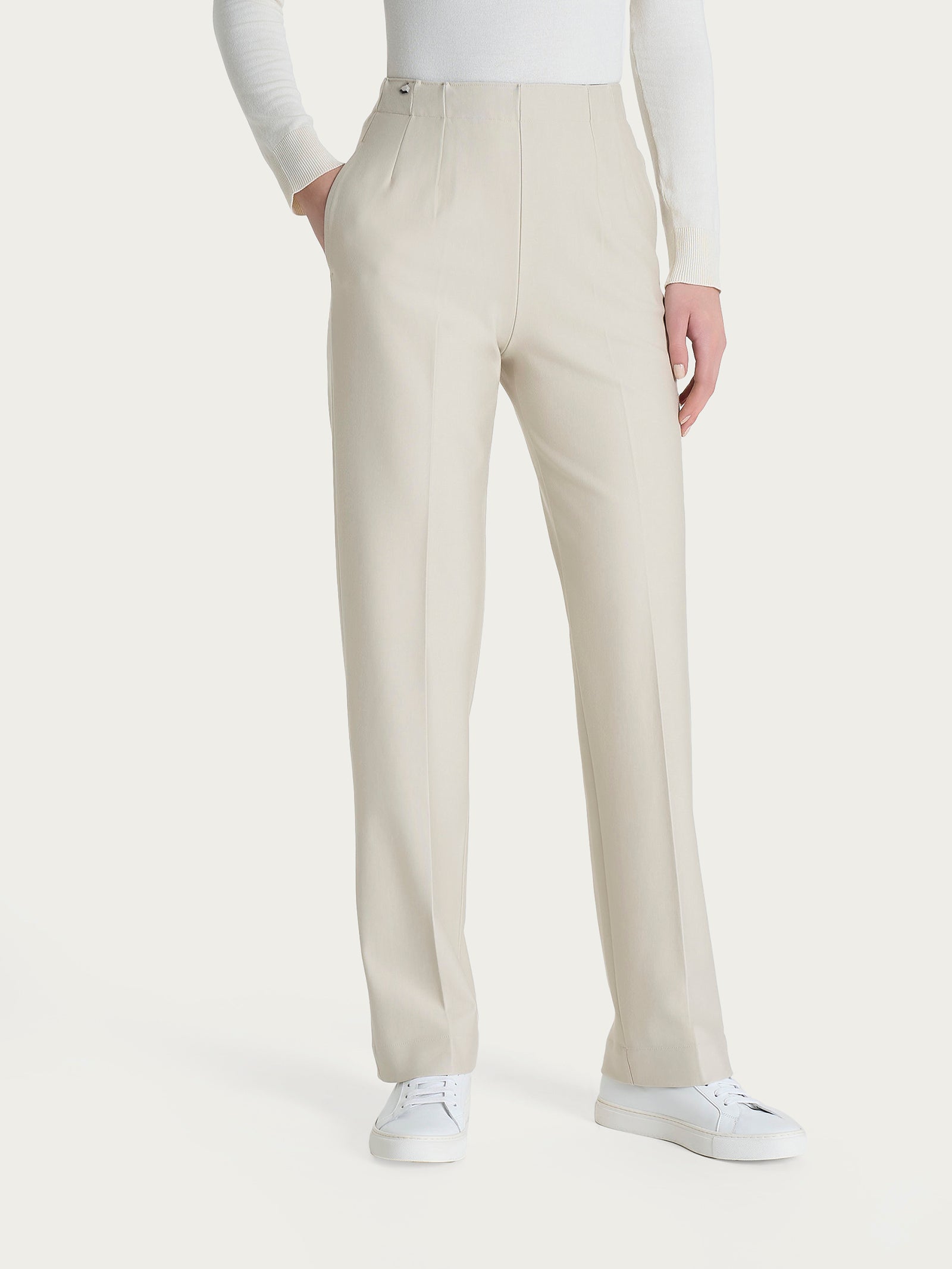 Pantalone dritto con tasche in tessuto Compact Bianchi Donna - Ragno