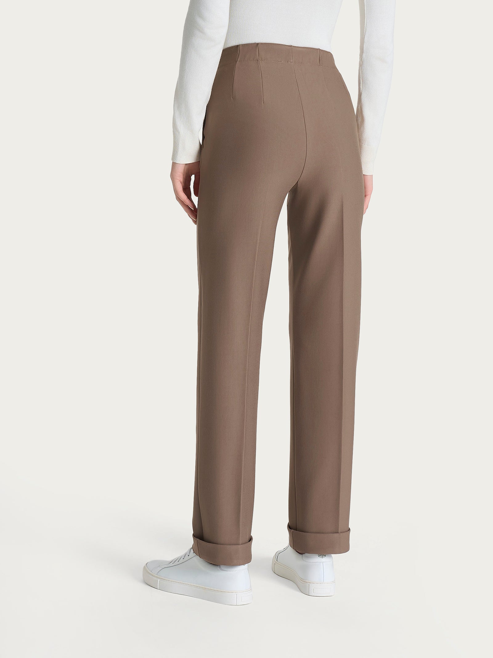 Pantalone dritto con tasche in tessuto Compact Marroni Donna - Ragno