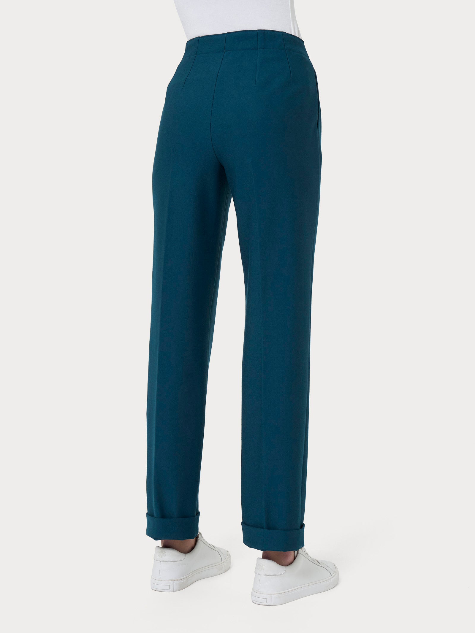 Pantalone dritto con tasche in tessuto Compact Blu Donna - Ragno
