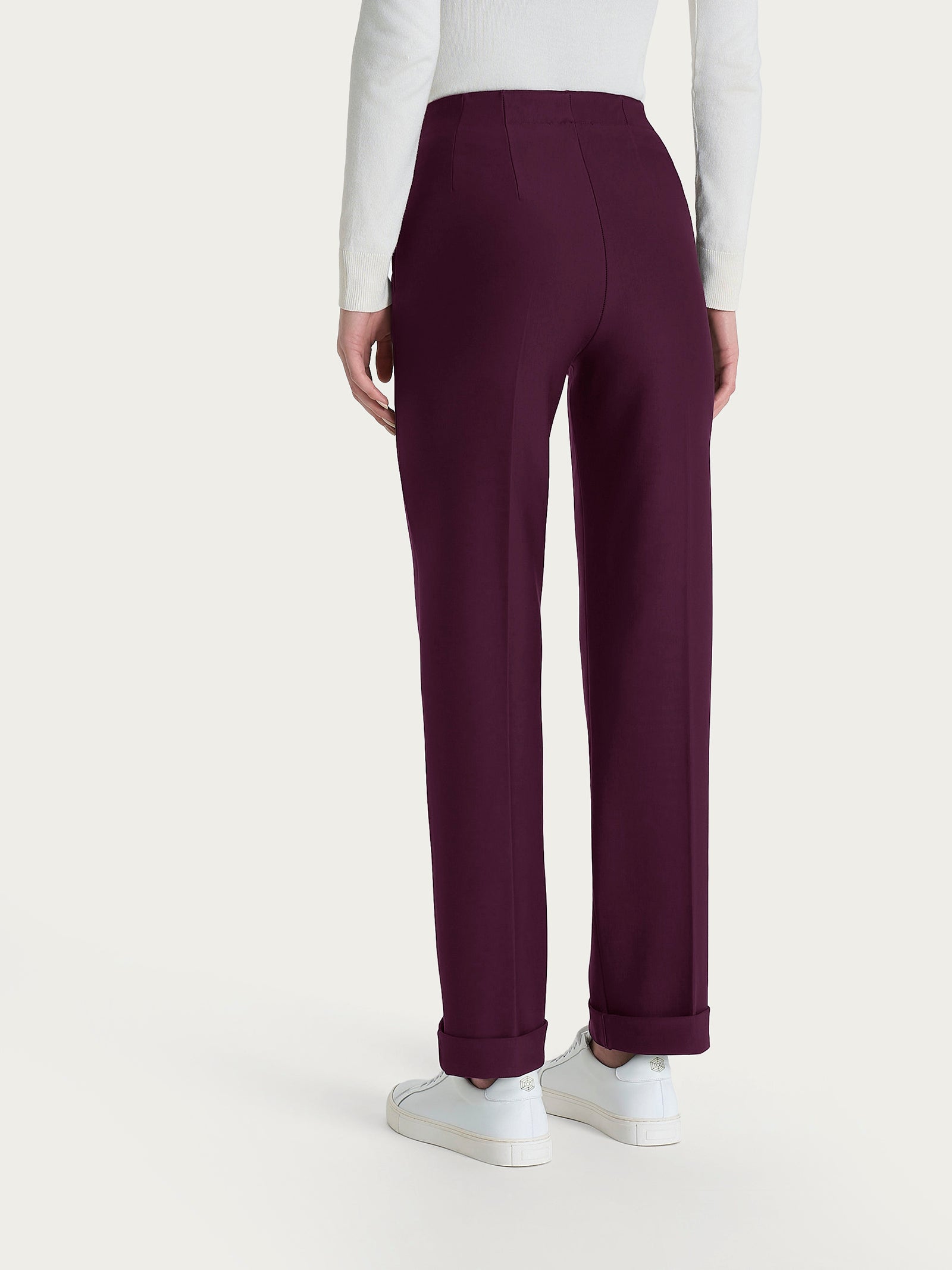 Pantalone dritto con tasche in tessuto Compact Viola Donna - Ragno