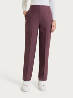 Pantalone dritto con tasche in tessuto Compact Viola Donna - Ragno