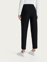 Pantalone a carota con tasche in tessuto Compact Neri Donna - Ragno