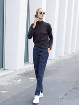 Pantalone a carota con tasche in tessuto Compact Blu Donna - Ragno